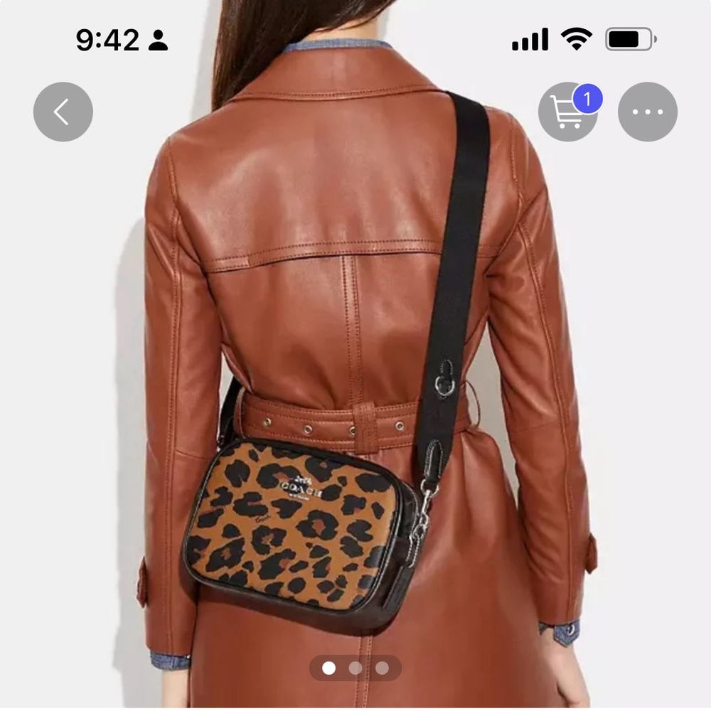 Coach Brown and Black Leopard Crossbody Bag